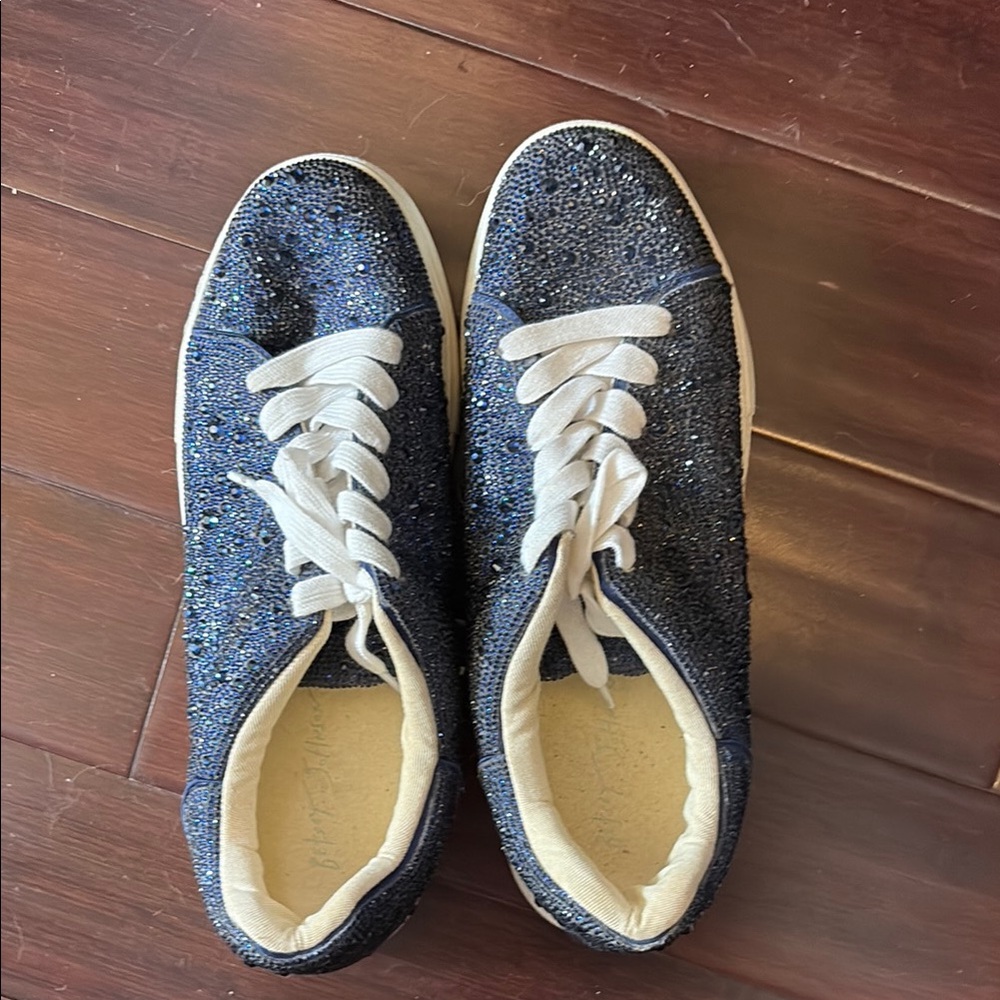 Betsey Johnson Navy Glitter Sneakers